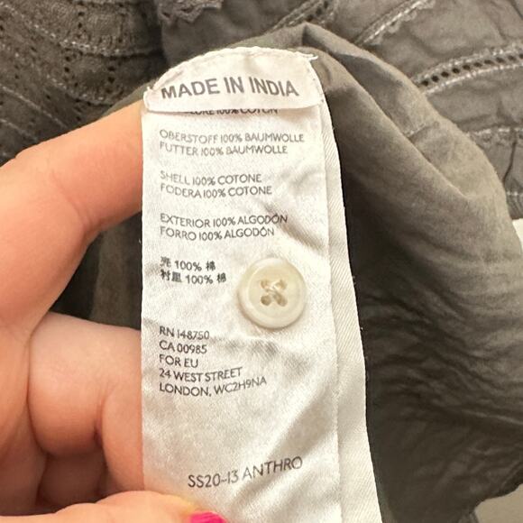 ANTHROPOLOGIE x OTHILIA Puff Sleeve Cottagecore Dress Gray Sz 2 {B25} - Picture 5 of 5